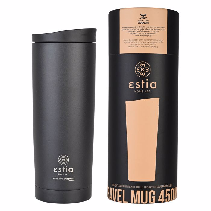 ESTIA Thermos Inox Travel Mug Save the Aegean 450ml Midnight Black 01-20316